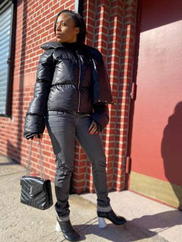 Puffer Wrap Neck Coat