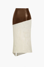 Load image into Gallery viewer, Brown Two Tone Faux Leather Skirt
