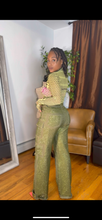 Load image into Gallery viewer, Green Rhinestone Embellished Cargo Pants
