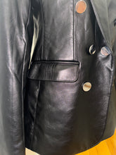 Load image into Gallery viewer, Black Leather Double-Breasted Blazer
