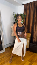 Load image into Gallery viewer, Brown Two Tone Faux Leather Skirt
