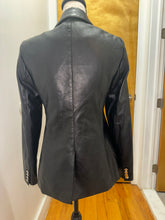 Load image into Gallery viewer, Black Leather Double-Breasted Blazer
