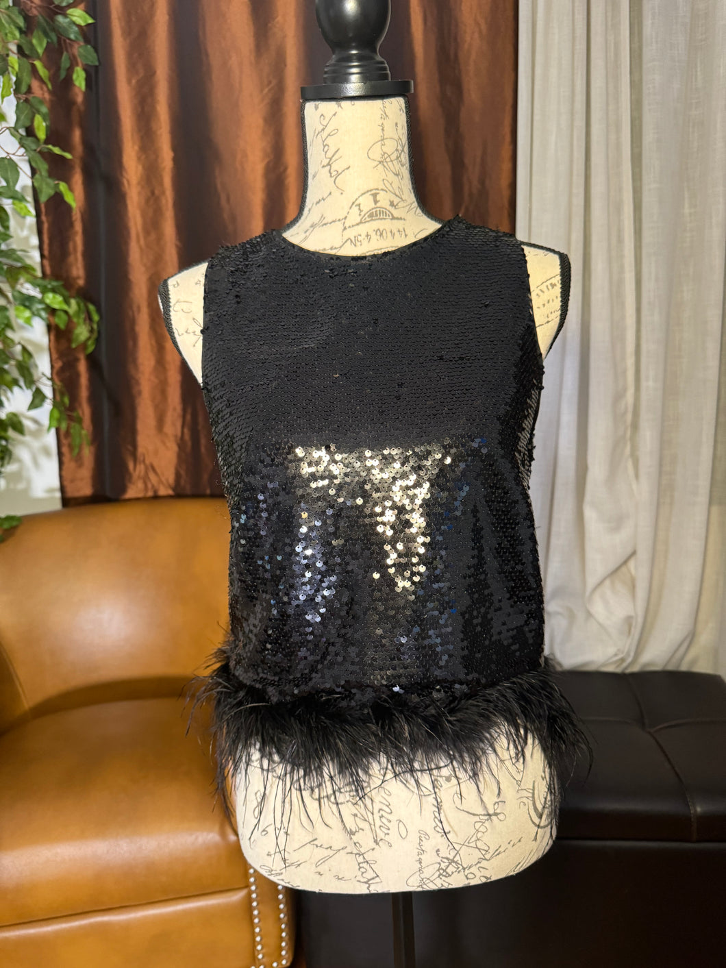 Sequin and Feather Top